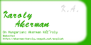 karoly akerman business card